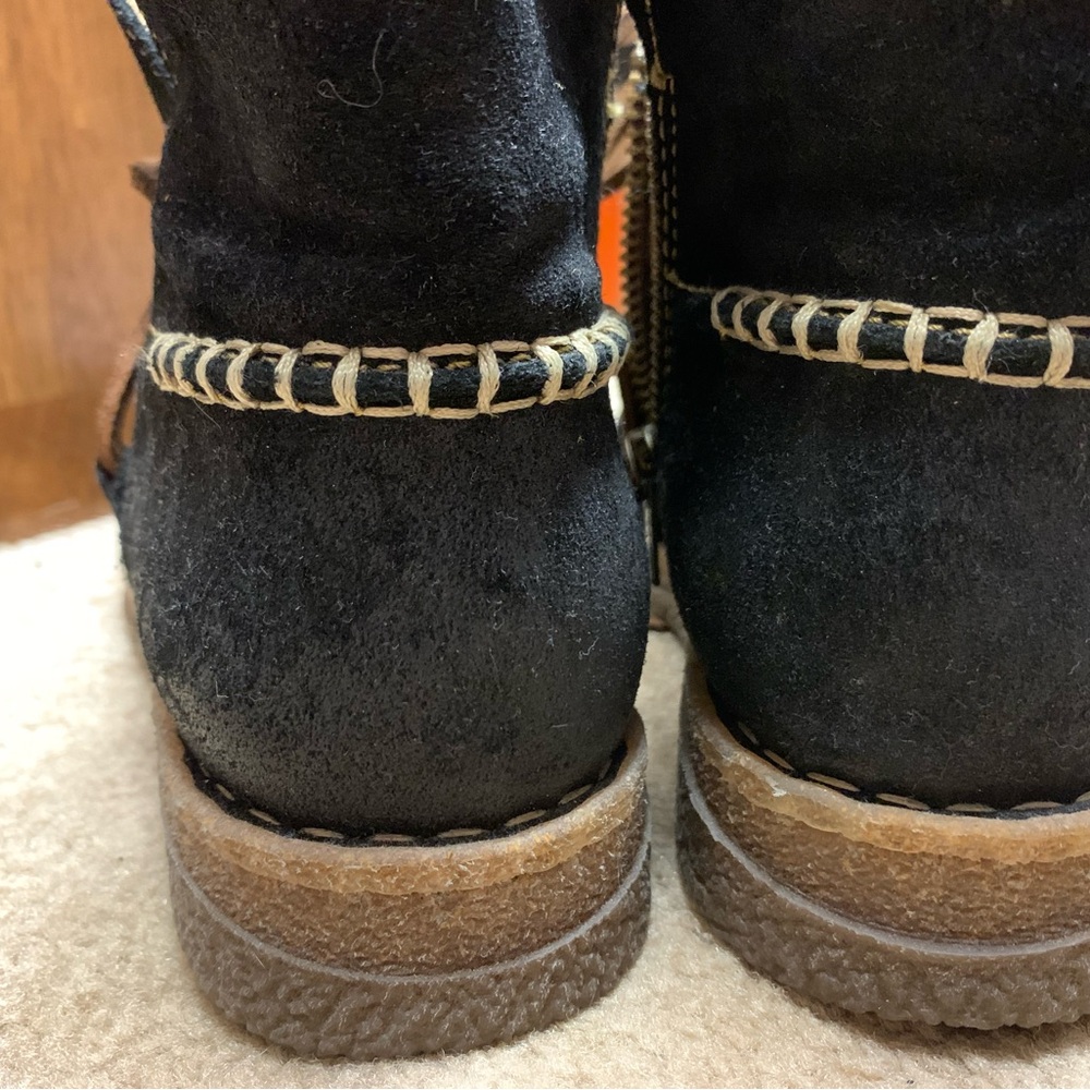 Born Black Suede Ankle Boots with Brown Laces - Picture 6 of 10